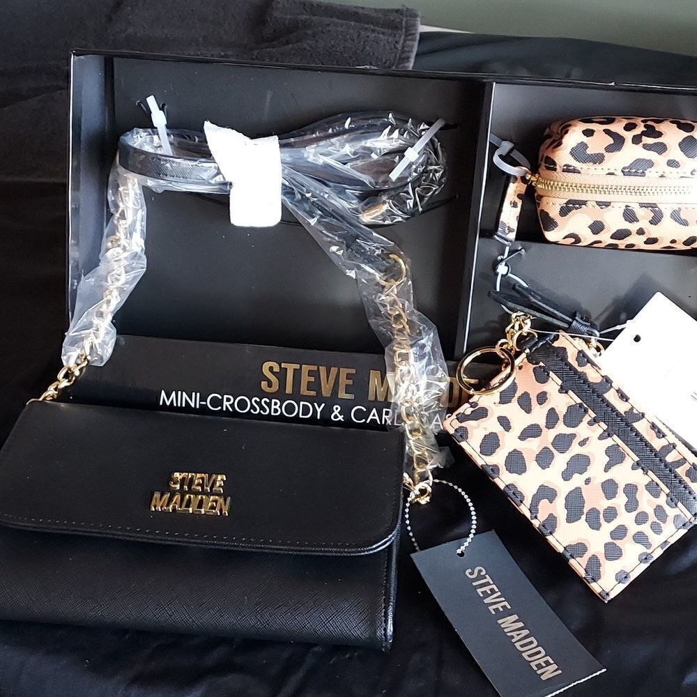 STEVE MADDEN CROSS BODY, CARD CASE, & ZIP POUCH SET
